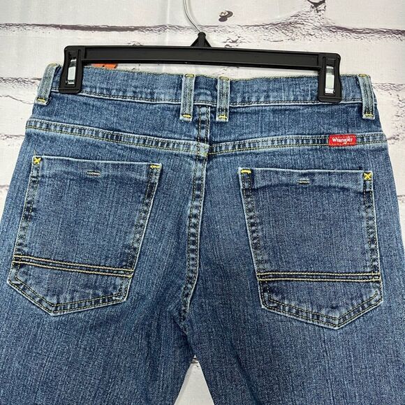 Wrangler Blue Straight Jeans Classic Fit SZ 12 Zip Button Adjustable Waistband - Picture 10 of 15